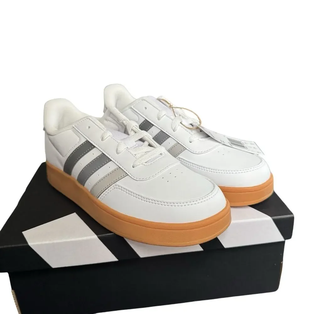 Adidas Breaknet 2.0 K White Gray Stripe Gum Sole Sneakers Youth 4.5 / Women’s 6